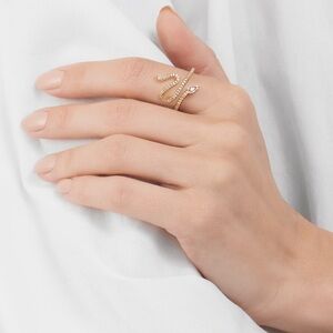 Adornia 14K Gold Plated Swarovski Crystal Accented Snake Ring sz 7 NWT/Box